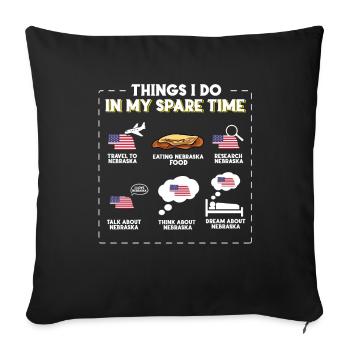 Ce que je fais pendant mon temps libre Nebraska - Housse de coussin décorative 45 x 45 cm - noir - Devant