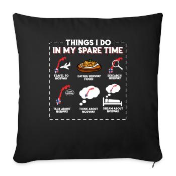 Ce que je fais pendant mon temps libre Norvège - Housse de coussin décorative 45 x 45 cm - noir - Devant