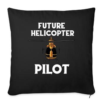 Futur pilote d’hélicoptère - Housse de coussin décorative 45 x 45 cm - noir - Devant