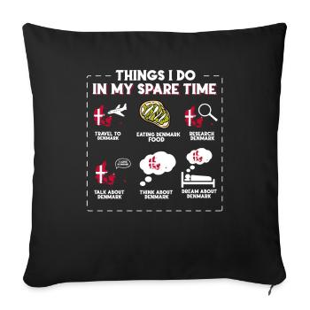 Ce que je fais pendant mon temps libre Danemark - Housse de coussin décorative 45 x 45 cm - noir - Devant