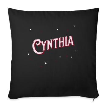 Prénom Cynthia personnalisé - Housse de coussin décorative 45 x 45 cm - noir - Devant