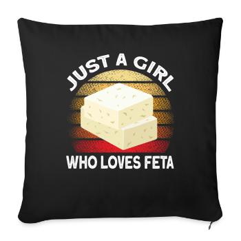Amateurs de feta au fromage - Housse de coussin décorative 45 x 45 cm - noir - Devant