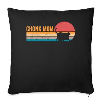 Chonk Meme Cat Chonk Mom - Sofa pillowcase 17,3'' x 17,3'' (45 x 45 cm) - black - Front