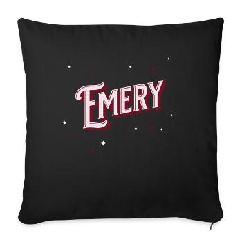Nom Emery personnalisé - Housse de coussin décorative 45 x 45 cm - noir - Devant