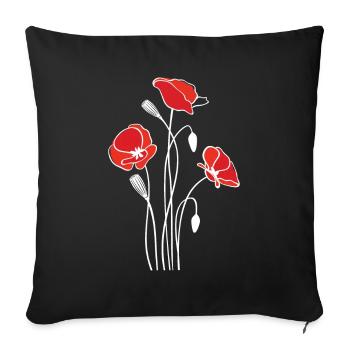 Coquelicot Fleurs Flore Naturelle - Housse de coussin décorative 45 x 45 cm - noir - Devant