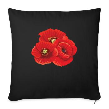 Coquelicot Coquelicot Fleurs Flore Nature - Housse de coussin décorative 45 x 45 cm - noir - Devant