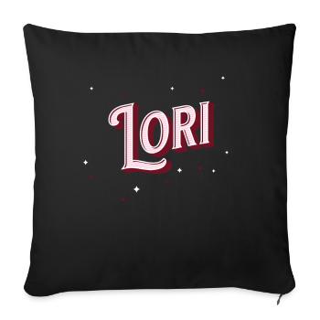 Prénom Lori personnalisé - Housse de coussin décorative 45 x 45 cm - noir - Devant
