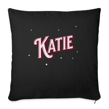 Nom Katie personnalisé - Housse de coussin décorative 45 x 45 cm - noir - Devant