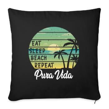 Manger dormir plage répéter Pura Vida Palms Coucher de soleil - Housse de coussin décorative 45 x 45 cm - noir - Devant