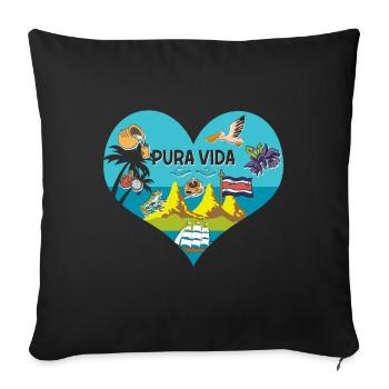 Pura Vida Heart Costa Rica Symbols South America - Sofa pillowcase 17,3'' x 17,3'' (45 x 45 cm) - black - Front
