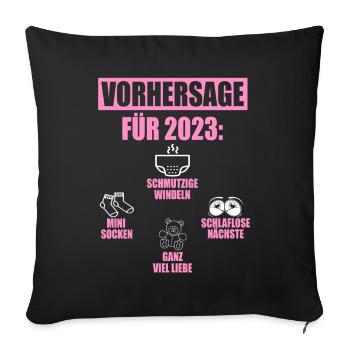 Vorhersage 2023 Geburt Windeln Socken Eltern - Sofakissenbezug 45 x 45 cm - Schwarz - Vorne