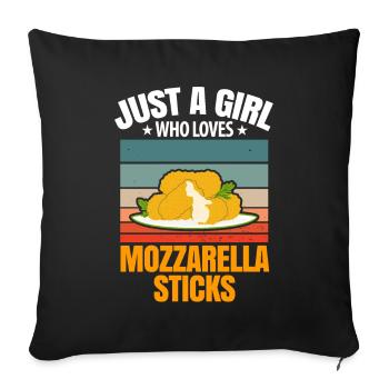 Nur ein Mädchen, das Mozzarella-Sticks liebt - Sofakissenbezug 45 x 45 cm - Schwarz - Vorne