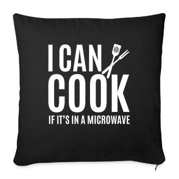 Je peux cuisiner micro-ondes four micro-ondes - Housse de coussin décorative 45 x 45 cm - noir - Devant