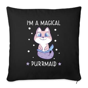 Magical Purrmaid Mermaid Cat Cat Love - Sofa pillowcase 17,3'' x 17,3'' (45 x 45 cm) - black - Front