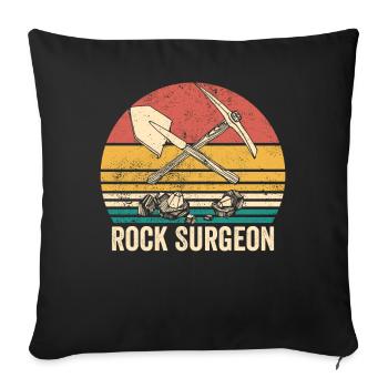 Chirurgien des roches, géologue, chasseur de roches, chasseur de roches - Housse de coussin décorative 45 x 45 cm - noir - Devant