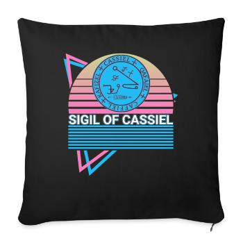 Sceau de Cassiel Archange Sceau Rétro - Housse de coussin décorative 45 x 45 cm - noir - Devant