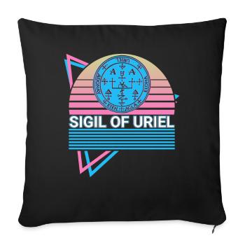 Sceau de l’Archange Uriel Rétro - Housse de coussin décorative 45 x 45 cm - noir - Devant