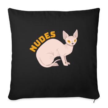 Chaton chat Sphynx nu - Housse de coussin décorative 45 x 45 cm - noir - Devant