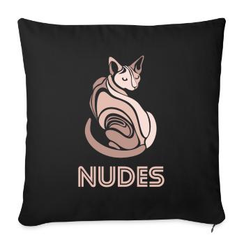 Chaton chat Sphynx nu - Housse de coussin décorative 45 x 45 cm - noir - Devant