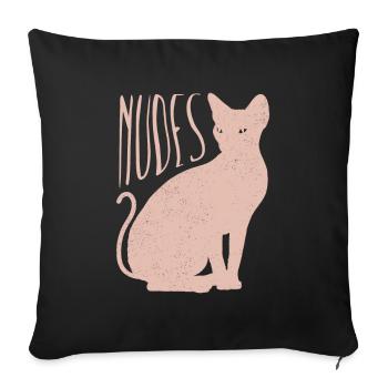 Chaton chat Sphynx nu - Housse de coussin décorative 45 x 45 cm - noir - Devant