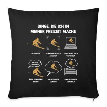 Meine Freizeit v2 12 Skifahren - Sofakissenbezug 45 x 45 cm - Schwarz - Vorne