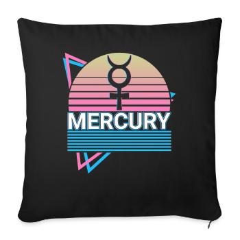 Mercure Alchimie Symbole Rétro - Housse de coussin décorative 45 x 45 cm - noir - Devant