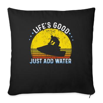 La vie est belle il suffit d’ajouter des sports nautiques Jet ski - Housse de coussin décorative 45 x 45 cm - noir - Devant