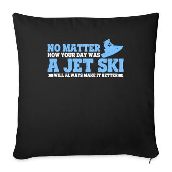 Jet Ski Motoneige Bateau à moteur Sports nautiques - Housse de coussin décorative 45 x 45 cm - noir - Devant