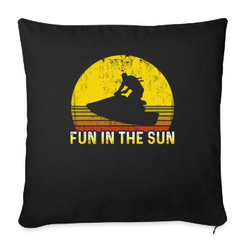 Vintage Jetski Holiday Motorboat Fun In The Sun - Sofa pillowcase 17,3'' x 17,3'' (45 x 45 cm) - black - Front