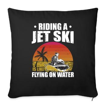 Conduire un jet ski volant sur l’eau bateau à réaction d’été - Housse de coussin décorative 45 x 45 cm - noir - Devant