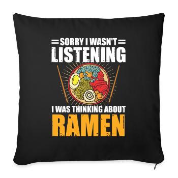 Ramen amateur de nourriture japonaise Ramen Nouilles - Housse de coussin décorative 45 x 45 cm - noir - Devant