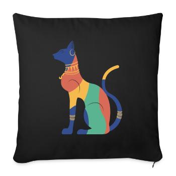 Bastet Chat égyptien Egypte Pyramide - Housse de coussin décorative 45 x 45 cm - noir - Devant