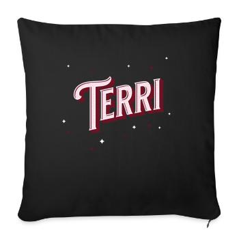 Nom Terri personnalisé - Housse de coussin décorative 45 x 45 cm - noir - Devant