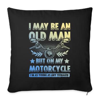 Motorcycle old man - Sofa pillowcase 17,3'' x 17,3'' (45 x 45 cm) - black - Front