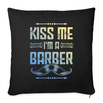 Küsse mich Barber - Sofakissenbezug 45 x 45 cm - Schwarz - Vorne