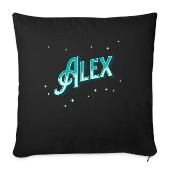 Alex's name personalized - Sofa pillowcase 17,3'' x 17,3'' (45 x 45 cm) - black - Front