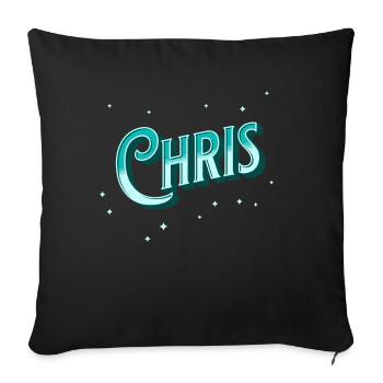 Chris' name personalized - Sofa pillowcase 17,3'' x 17,3'' (45 x 45 cm) - black - Front