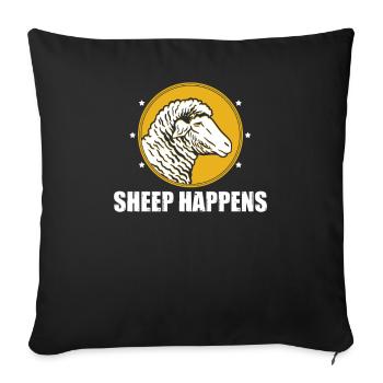 Sheep Happens Wordplay Flock of Sheep Farm - Sofa pillowcase 17,3'' x 17,3'' (45 x 45 cm) - black - Front
