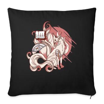 Cyborg Kitsune Neunschwänziger Fuchs Cyber-Ästheti - Sofakissenbezug 45 x 45 cm - Schwarz - Vorne