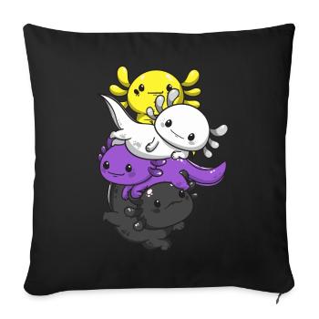 Nichtbinärer Stolz Kawaii Axolotl Haufen Nichtbinä - Sofakissenbezug 45 x 45 cm - Schwarz - Vorne