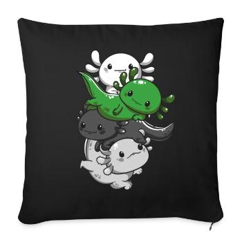 Demiromantischer Stolz Kawaii Axolotl Haufen Demir - Sofakissenbezug 45 x 45 cm - Schwarz - Vorne