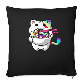 Kawaii Cat Japanese Ramen Noodles Rainbow Ni - Sofa pillowcase 17,3'' x 17,3'' (45 x 45 cm) - black - Front