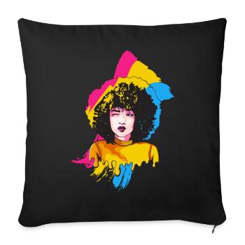 Afro Girl Pansexual Flag Black History M - Sofa pillowcase 17,3'' x 17,3'' (45 x 45 cm) - black - Front
