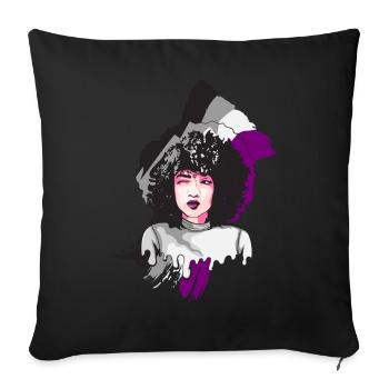 Afro Girl Asexual Flag Black Story Mel - Sofa pillowcase 17,3'' x 17,3'' (45 x 45 cm) - black - Front