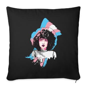 Afro Girl Transgender Flag Black History M - Sofa pillowcase 17,3'' x 17,3'' (45 x 45 cm) - black - Front