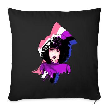 Afro Girl Genderfluid Flag Black History M - Sofa pillowcase 17,3'' x 17,3'' (45 x 45 cm) - black - Front