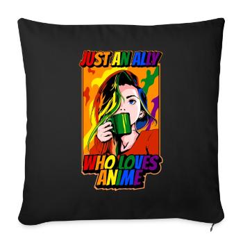Lustige Homosexuell Ally Anime Girl Just An Ally W - Sofakissenbezug 45 x 45 cm - Schwarz - Vorne