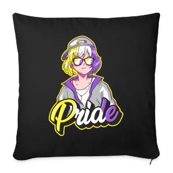 Nonbinary Stolz Japanisch Cool Anime Mädchen Non B - Sofakissenbezug 45 x 45 cm - Schwarz - Vorne