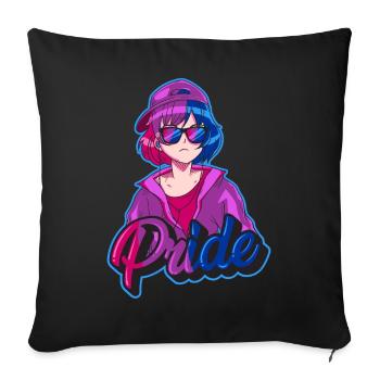 Bisexuell Stolz Bi Japanisch Cool Anime Mädchen Bi - Sofakissenbezug 45 x 45 cm - Schwarz - Vorne