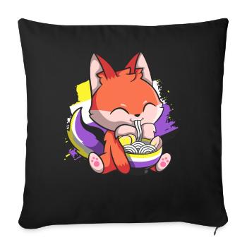 Nichtbinärer Stolz Kawaii Fuchs Ramen Nudeln Nicht - Sofakissenbezug 45 x 45 cm - Schwarz - Vorne